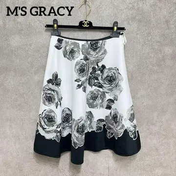 M'S GRACY 엠즈 그레이시 꽃무늬 무릎 기장 플레어 스커트