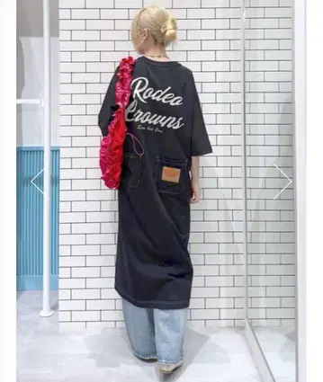 로데오크라운즈 래글런 컬러 스티치 원피스 (블랙)