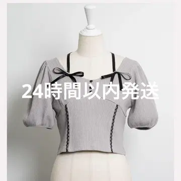 pium 코르셋 와플 컷 티셔츠 그레이