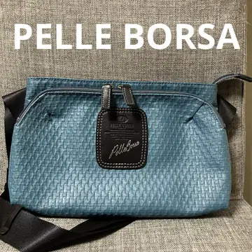 미사용 PELLE BORSA 펠레 보르사 숄더백 면 PVC 코트