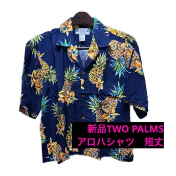 새상품 USA제 TWOPALMS 알로하 셔츠 짧은 기장 파인애플 패턴