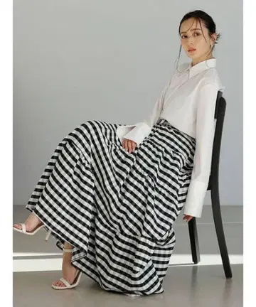 anuans 격자무늬 캉캉 스커트 S