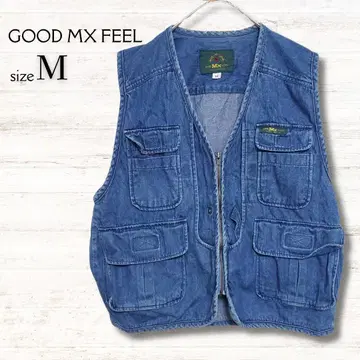 GOOD MX FEEL 데님 워크 베스트 작업옷 아웃도어 파랑 M