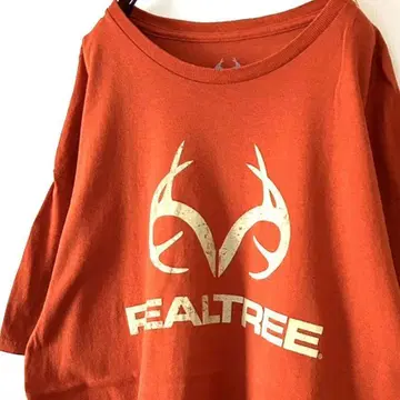 리얼 트리 REAL TREE 로고 티셔츠 XL 테라코타 오렌지 구제 의류