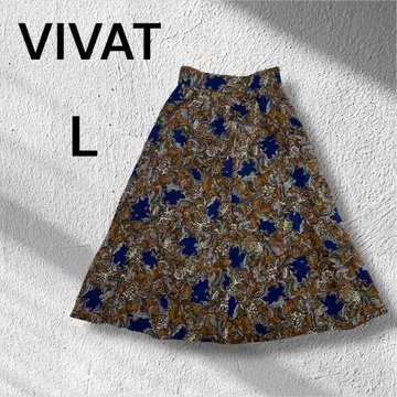 VIVAT 종아리 기장 꽃무늬 플레어 스커트