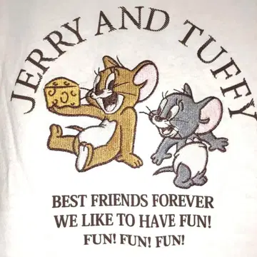 새상품 톰과 제리 Jerry and Tuffy 티셔츠 자수 L