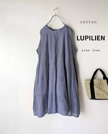 LUPILIEN 슬리브리스 튜닉 자카드 무늬 옅은 블루 계열