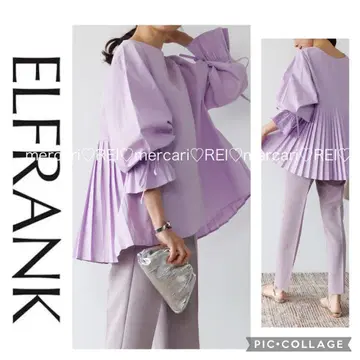 ELFRANK 엘프랭크 플리츠 볼륨 슬리브 블라우스 긴팔