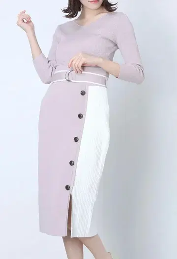 Rirandture 리랜드 튜 스커트 바이컬러 니트 업 핑크