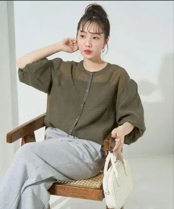 [새상품] 와셔 드로코드 스냅 버튼 블라우스 셔츠