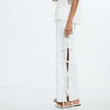 [미사용] 2025 s/s H&M 타이 디테일 풀온 팬츠