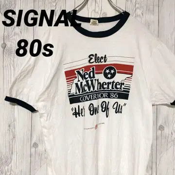 USA제 SIGNAL 티셔츠 링거 T 80s 빈티지 화이트 화이트