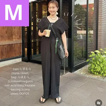 시마무라 laxdantia 셔링 멜빵바지 블랙 M 사이즈