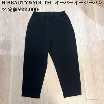 한 번 착용 H BEAUTY&YOUTH 오버 이지 팬츠 블랙 M