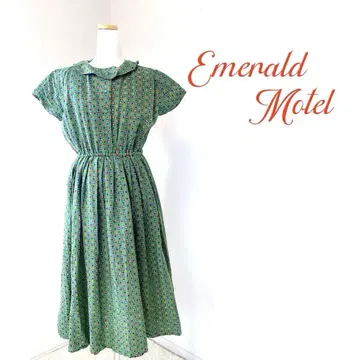 Emerald Motel 레트로 빈티지 둥근 카라 원피스 면 린넨