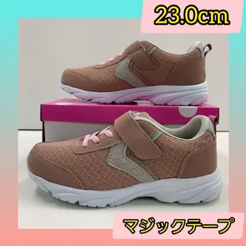 23.0cm 새상품 여성용 경량 벨크로 테이프 컬러 스니커즈 핑크