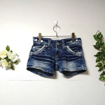 데미지 데님 숏 팬츠 청바지 S