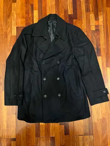 유니클로 울 더블 브레스트 피코트 블랙