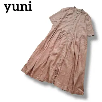 yuni 유니 롱 셔츠 원피스 린넨 린넨 A 라인 밴드 카라 F