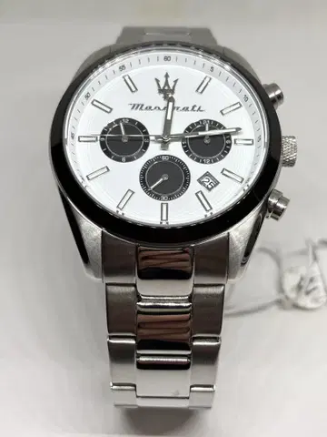 마세라티 MESERATI 남성용 시계 화이트 다이얼 손목시계 43mm