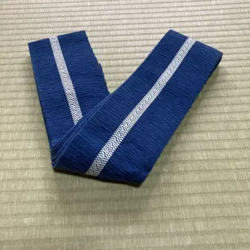 지쿠젠 하카타 오비 남자용 남색 리버서블? 기모노 일본 정통의상 소품