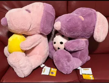 스누피 BIG 봉제 인형 핑크 퍼플 2개 세트