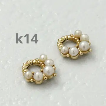 agete k14 펄 귀걸이 참 골드 5개