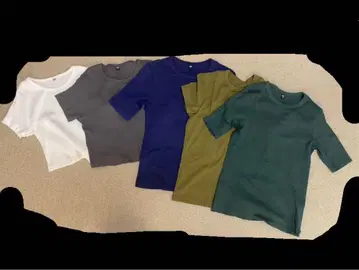 UNIQLO 반팔 리브 T셔츠, 미니 리브 T셔츠 5색 세트