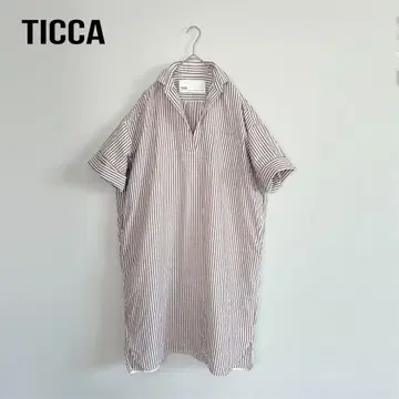 하자품 티카 스퀘어 빅 셔츠 코튼 린넨 원피스 스트라이프