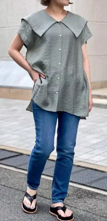 JOURNAL STANDARD L'ESSAGE 와이드 칼라 시어 블라우스