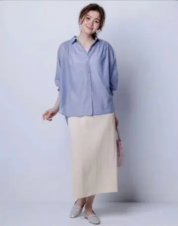 anysis 린넨 라이크 시어 론 블라우스