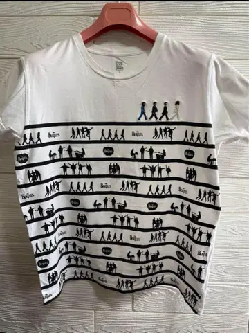 락 티셔츠 비틀즈 자수 디자인 티셔츠 화이트