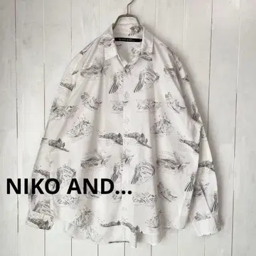 NIKO AND... 올 패턴 프린트 레귤러 카라 코튼 셔츠 M