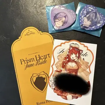 Prism Heart June Bride 캔뱃지 2개 세트 특전 카드