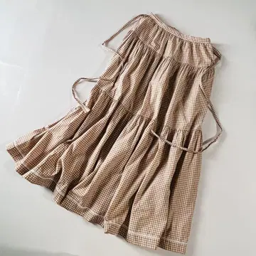 희귀 빈티지 핑크하우스 깅엄 체크 레이스 티어드 스커트