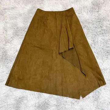 EPOCA 에포카 롱 스커트 L 브라운 브라운 인조 가죽 종아리 기장