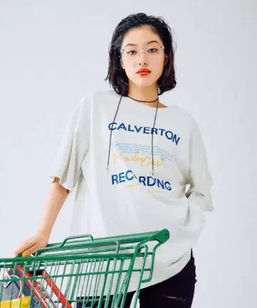렙심 CALVERTON RECORDING 오버 사이즈 티셔츠 그레이