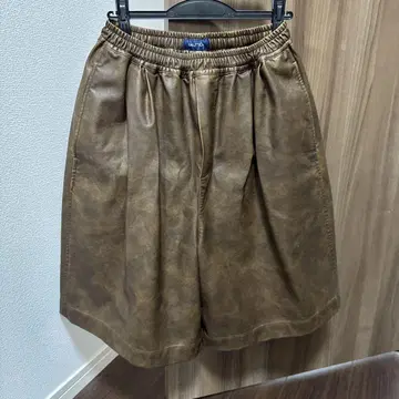 NAUTICA 브라운 인조 가죽 하프 팬츠