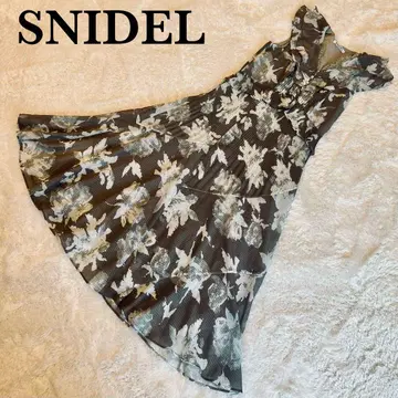 SNIDEL 스나이델 캔버스 페인트 프린트 원피스 카키