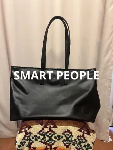 smart people 스마트 피플 가죽 토트 지퍼 토트 블랙