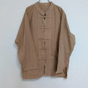 빈티지 VINTAGE 코튼 차이나 셔츠 직조 무늬 베이지 겉옷