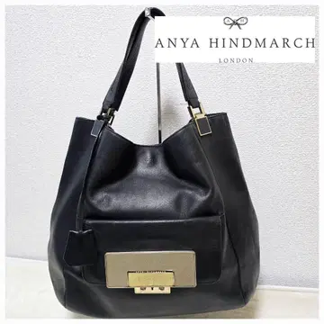 ANYA HINDMARCH 애니야 힌드마치 블랙 가죽 토트백