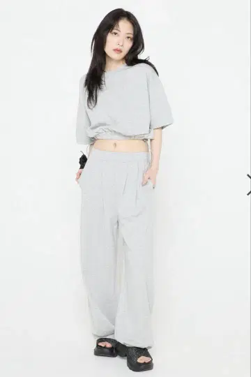 jeanasis 본딩 벌룬 팬츠 그레이