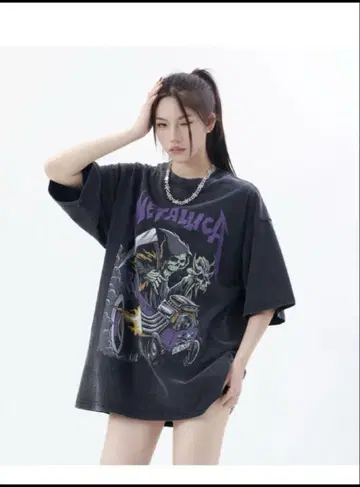 METALLICA 스컬 디자인 티셔츠 L 사이즈 블랙