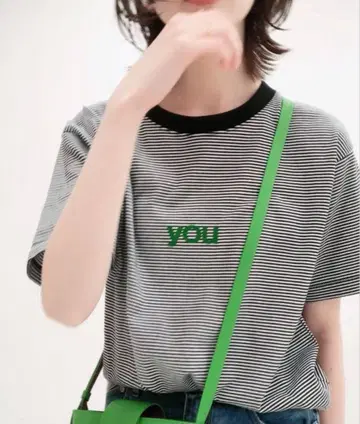 SLOBE IENA 스트라이프 반팔 티셔츠 you 자수