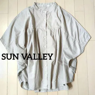 SUN VALLEY 옥스 백 턱 반팔 셔츠 밴드 카라 M 사이즈
