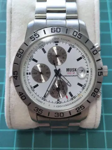 MUSK 크로노그래프 손목시계 100M 방수
