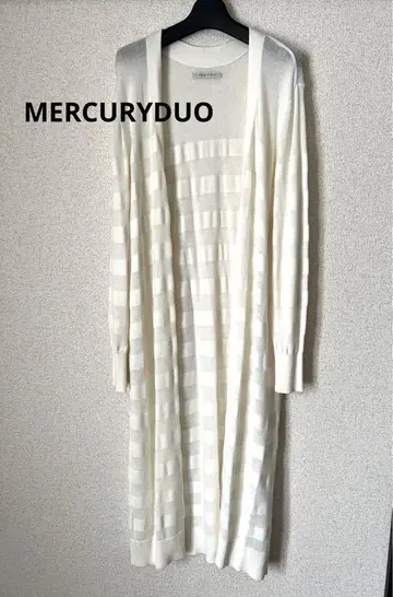 MERCURYDUO 화이트 스트라이프 롱 가디건