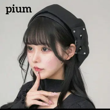 pium 비쥬 리본 베레모 블랙