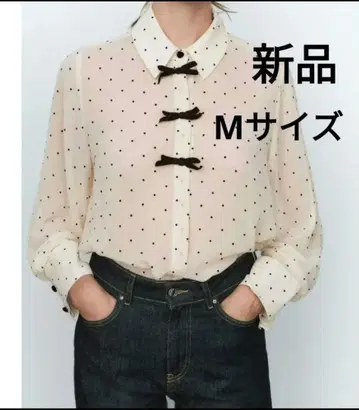 시어 셔츠 새상품 M 사이즈 도트 무늬 긴팔 셔츠